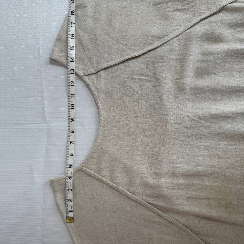 UMGEE Linen Blend Dress Oatmeal High Low Hem Pockets Boho Lagenlook Cover Up - Picture 6 of 8